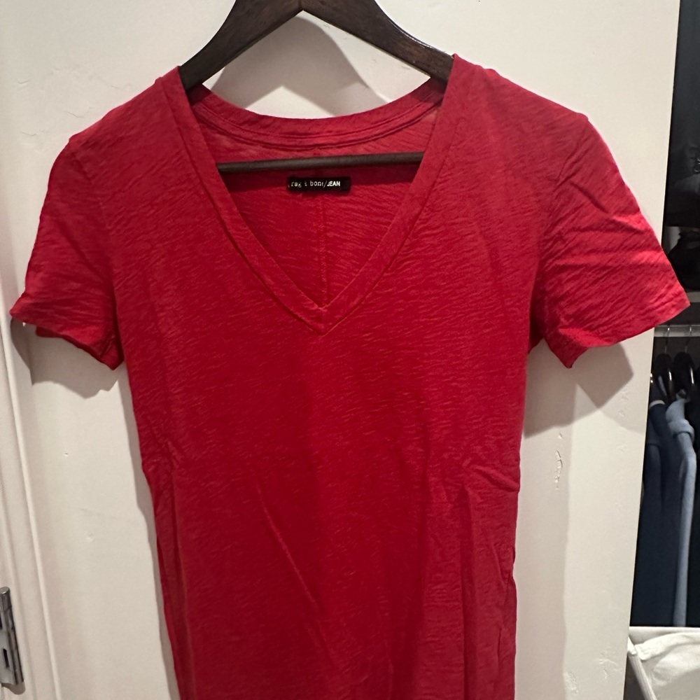 Rag & Bone Red Fitted Short Sleeve Tee